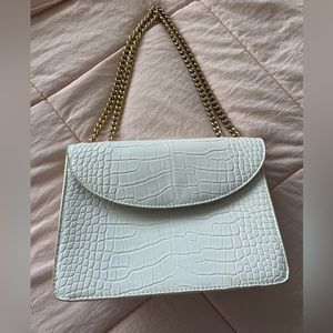 White Gold Chain “Snakeskin” Shoulder Bag